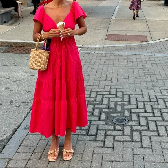 O.P.T. Fallen Maxi Cotton Dress in Red-Pink - Picture 8 of 8